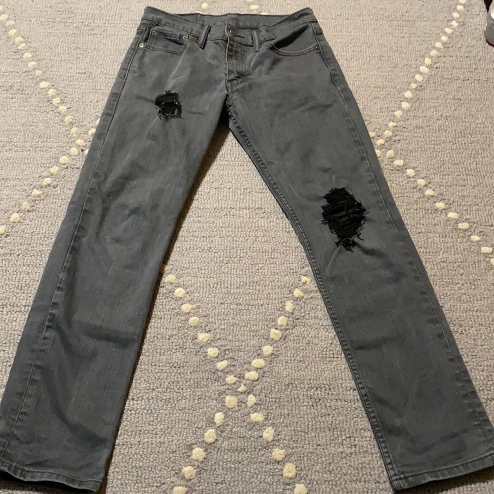 Dark gray Levi jeans, 28 inch inseam with 30 inch waist (size 30)